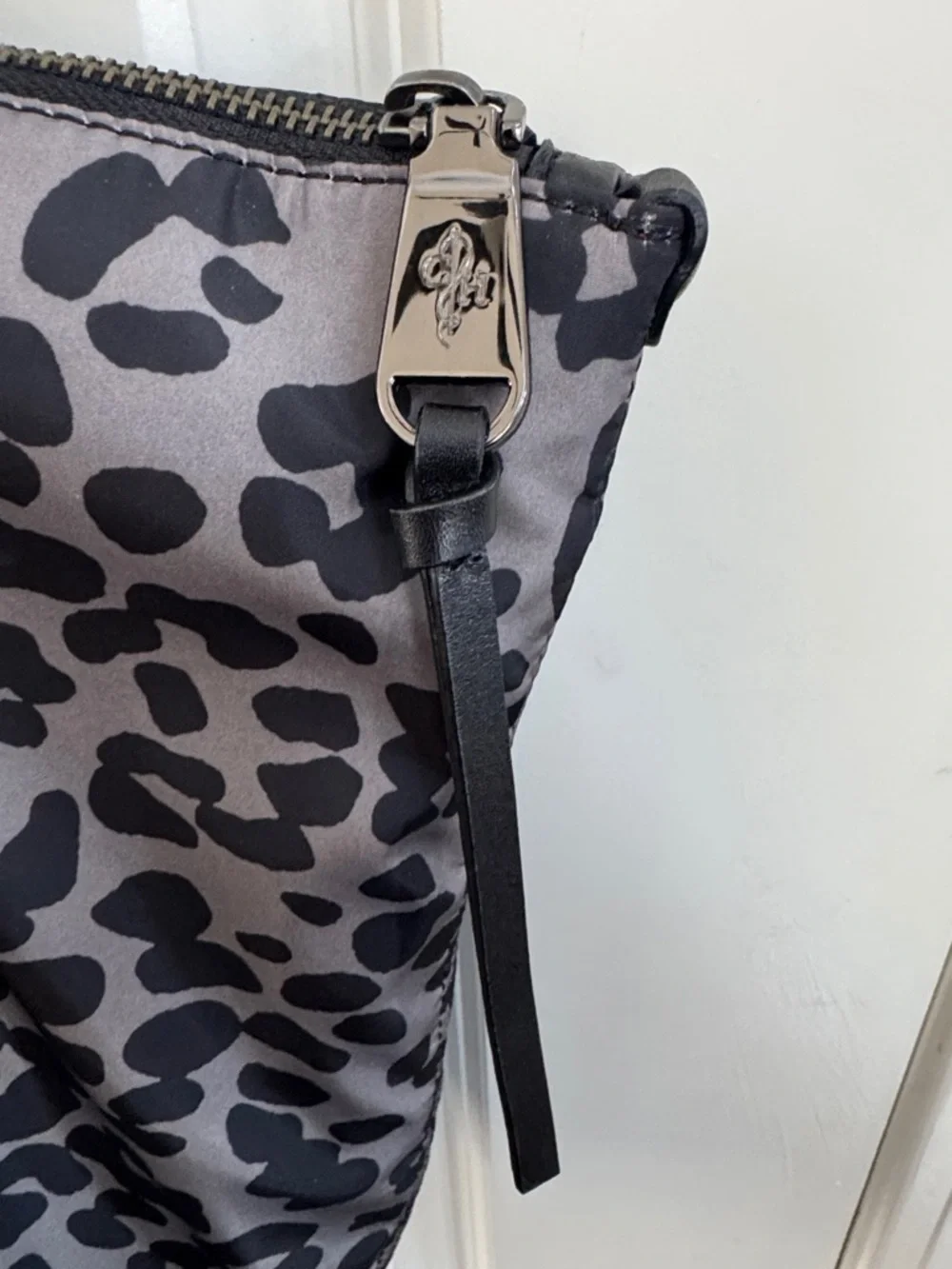 Cole Haan Gray Leopard Print Tote with Black Leather Handles